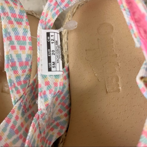 OshKosh Bgosh Vacay Pink Blue Green Yellow White Espadrille Sandals Sz 5 Toddler - Picture 3 of 10